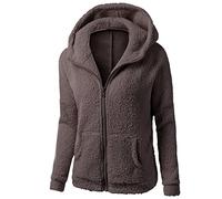HAOLEI Giacca in Pile Donna Fine Fleece Warm con Zip Offerte Cappotto Sherpa Teddy Giacca Sci Felpa con Cappuccio in Peluche Fronte-Retro con Cerniera Cappotto Calda Ampia Confortevole Offerte Lampo