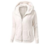 HAOLEI Giacca in Pile Donna Fine Fleece Warm con Zip Offerte Cappotto Sherpa Teddy Giacca Sci Felpa con Cappuccio in Peluche Fronte-Retro con Cerniera Cappotto Calda Ampia Abbigliamento Donna Offerte