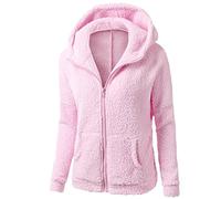 HAOLEI Giacca in Pile Donna Fine Fleece Warm con Zip Offerte Cappotto Sherpa Teddy Giacca Sci Felpa con Cappuccio in Peluche Fronte-retro con Cerniera Cappotto Calda Ampia 2024 Offerte Della Settimana