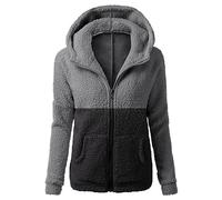 HAOLEI Giacca in Pile Donna Fine Fleece Warm con Zip Offerte Cappotto Sherpa Teddy Giacca Sci Felpa con Cappuccio in Peluche Fronte-Retro con Cerniera in più Colori Cappotto Calda Ampia Confortevole