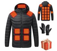 HAOLEI Giacca Riscaldata Uomo Donna 3 Temperature Giacche Riscaldate 21 Giubbotto Riscaldante con Cappuccio Elettrica Intelligente a Costante USB per Controlli Moto Sci Caccia all'aperto in Campeggio