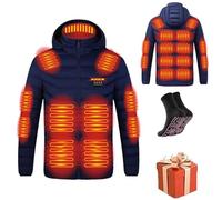 HAOLEI Giacca Riscaldata Uomo Donna 3 Temperature Giacche Riscaldate 21 Giubbotto Riscaldante con Cappuccio Elettrica Intelligente a Costante USB per Controlli Moto Sci Caccia all'aperto in Campeggio