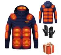 HAOLEI Giacca Riscaldata Uomo Donna 3 Temperature Giacche Riscaldate 21 Giubbotto Riscaldante con Cappuccio Elettrica Intelligente a Costante USB per Controlli Moto Sci Caccia all'aperto in Campeggio