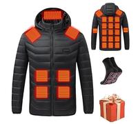 HAOLEI Giacca Riscaldata Uomo Donna 3 Temperature Giacche Riscaldate 21 Giubbotto Riscaldante con Cappuccio Elettrica Intelligente a Costante USB per Controlli Moto Sci Caccia all'aperto in Campeggio