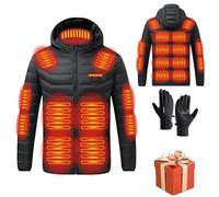 HAOLEI Giacca Riscaldata Uomo Donna 3 Temperature Giacche Riscaldate 21 Giubbotto Riscaldante con Cappuccio Elettrica Intelligente a Costante USB per Controlli Moto Sci Caccia all'aperto in Campeggio
