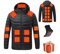 HAOLEI Giacca Riscaldata Uomo Donna 3 Temperature Giacche Riscaldate 21 Giubbotto Riscaldante con Cappuccio Elettrica Intelligente a Costante USB per Controlli Moto Sci Caccia all'aperto in Campeggio