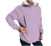 HAOLEI Incinta Allattamento Felpa Donna Manica Lunga Allattamento Camicia maternità Moda Maglione Caldo per L'Allattamento al Seno Top Allattamenti in Pile Felpa Premaman Loungewear al Seno