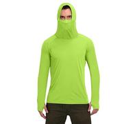 HAOLEI Maglia a Maniche Lunghe da Uomo con Protezione UPF 50+ e Maschera facciale incorporata, Maglia Trekking Uomo, Scaldacollo e Cappuccio, Ideale per la Pesca