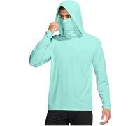 HAOLEI Maglietta Anti UV Uomo UPF 50+ Asciugatura Veloce T Shirt a Maniche Lunghe da Uomo con Protezione UPF 50+ e Maschera facciale incorporata, Scaldacollo e Cappuccio, Ideale per la Pesca