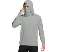 HAOLEI Maglietta Anti UV Uomo UPF 50+ Asciugatura Veloce T Shirt a Maniche Lunghe da Uomo con Protezione UPF 50+ e Maschera facciale incorporata, Scaldacollo e Cappuccio, Ideale per la Pesca