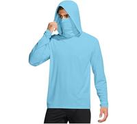 HAOLEI Maglietta Anti UV Uomo UPF 50+ Asciugatura Veloce T Shirt a Maniche Lunghe da Uomo con Protezione UPF 50+ e Maschera facciale incorporata, Scaldacollo e Cappuccio, Ideale per la Pesca