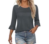HAOLEI Maglietta da Donna a Maniche a 3/4, Casual, in Tinta Unita, con Scollo a O, Maniche a Tre Quarti, per L'Estate e l'autunno, Basic,t Shirt Donna Girocollo Scollo Essentials Top Donna Estate