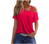 HAOLEI Maglietta Donna Estivo Camicia con Spalle Scoperte T-Shirt Camicia Estate Casuale Maniche Corte Camicetta per Le Donne Magliette Allentata Leggera Confortevole e Traspirante Basic Top