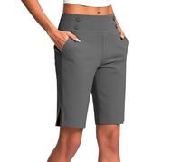 HAOLEI Pantaloni Capri Donna Estivi Pantaloni Sportivi Donna Pantaloncini 3/4 Cotone Bermuda Pantaloncini Cargo Shorts Estivi Casual A Vita Alta Gamba Larga Short Corti da Lavoro con Tasche