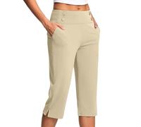 HAOLEI Pantaloni Capri Donna Estivi Pantaloni Sportivi Donna Pantaloncini 3/4 Cotone Bermuda Pantaloncini Cargo Shorts Estivi Casual A Vita Alta Gamba Larga Short Corti da Lavoro con Tasche