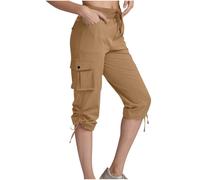 HAOLEI Pantaloni Donna Estivi Comodi Cotone Larghi Leggeri 3/4 Pinocchietti Elegante Bermuda Casual con Tasca Vita Alta Cropped Capri Tuta Pants Yoga Jogger Sportivi Offerte di Primavera