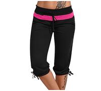 HAOLEI Pantaloni Pinocchietto Donna Estivi, Pantaloni Corti Trekking Shorts Lino Leggero Escursionismo Palestra Corsa Allenamento Traspirante Donna Yoga Bermuda Fitness Donna con Coulisse con Tasche