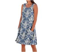 HAOLEI Prendisole Donna Estivo Cotone Vestiti Estivi Vestito Spiaggia Comodi Cotone Senza Maniche Abiti Prendisole Curvy Eleganti Abito Casual Taglie Forti Copricostume Abiti Corto Spiaggia