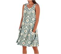 HAOLEI Prendisole Donna Estivo Cotone Vestiti Estivi Vestito Spiaggia Comodi Cotone Senza Maniche Abiti Prendisole Curvy Eleganti Abito Casual Taglie Forti Copricostume Abiti Corto Spiaggia