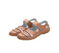 HAOLEI Sandali con Zeppa Cava a Punta Chiusa, Sandali con Zeppa Casual da Donna Comode Punta Tonda Cava Sandali Antiscivolo Vintage con Punta Chiusa in Morbida Pelle PU Sandali Comode Eleganti