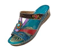 HAOLEI Sandali da Donna di Cristallo, Sandali Donna Bohemia Pantofole Bassi Comode Sandali Piatti Infradito da Spiaggia Ciabatte Antiscivolo Punta Aperta Scarpe Piatti da Donna Morbidi per L'estate