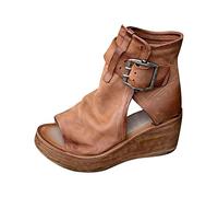 HAOLEI Sandali Donna Eleganti con Tacco e Zeppa Alto, Ciabatte Plateau Aperte Scarpe Basse Casual Comode Bohemia