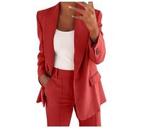 HAOLEI Tailleur Donna Eleganti Pantaloni e Giacca da Cerimonia Curvy Blazer a Maniche Lunghe Due Pezzi Elegante Suit Ufficio e Lavoro Thun Festa Della Mamma