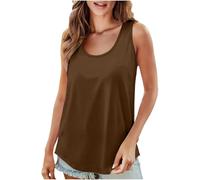 HAOLEI Top Donna Estivi Spalla Larga Bianco Lunga Top Cerimonia Sexy Elegante Canotta Estiva Senza Maniche T-Shirt Cotone Casual Canottiera Camicia Curvy Elasticizzato Offerte Abbigliamento Donna