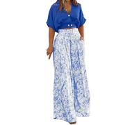 HAOLEI Tuta Donna Elegante Curvy Abito da Sera in 2 Pezzi Moda Canotta & Pantaloni Cerimonia Tuta Elegante Vita Alta a Gamba Larga Suit Tuta Leggera Donna Estiva Abbigliamento Confortevole da Casa