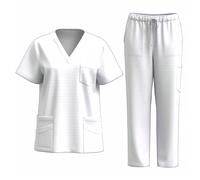 HAOLEI Uniformi Unisex Set Camice Uniforme Medica con Maglia e Pantaloni Uniformi Mediche Camice Uniforme Sanitarie Divise Estetista Donna