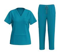 HAOLEI Uniformi Unisex Set Camice Uniforme Medica con Maglia e Pantaloni Uniformi Mediche Camice Uniforme Sanitarie Divise Estetista Donna