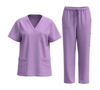 HAOLEI Uniformi Unisex Set Camice Uniforme Medica con Maglia e Pantaloni Uniformi Mediche Camice Uniforme Sanitarie Divise Estetista Donna