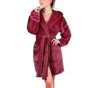 HAOLEI Vestaglie Corta Donna Invernale Vestaglia Invernale Morbido Pile Accappatoio con Cappuccio Calda Vestagli da Camera Accappatoi con Cintura e 2 Tasche Pigiama Loungewear per Piscina Casa Bagno