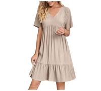 HAOLEI Vestiti Donna Eleganti Offerte Abito Estivo Donna Scollo a V Senza Maniche Vestito con Tasche Comodo Casual Abiti da Sole al Ginocchio Copricostume Spiaggia Prendisole Beach Dress