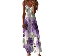 HAOLEI Vestiti Donna Estivi Lunghi Vestiti Donna Primavera Casual Eleganti Abiti Donna Scollo a V Senza Maniche Vestito Boho Fiore Stampato Maxi Lunga Sexy Vacanze Spiaggia Confortevole Vestiti