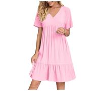 HAOLEI Vestiti Donna Primavera 2025 Offerte Vestito da Sole al Ginocchio Copricostume Spiaggia Eleganti a Maniche Senza/Corte Vestiti Casual Oversize Elegante Scollo V Abito Boho Fresco Vacanza Dress