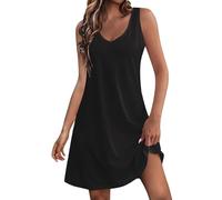 HAOLEI Vestiti Estivi Donna Eleganti Vestito Estivo Elegante Abiti Leggero Corto Curvy Copricostume Casual Lunghi Vestitino Senza Maniche Prendisole con Scollo a V Tasche Saldi Abbigliamento Donna