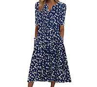 HAOLEI Vestito Donna Estivo Classics Casual Vestito a Manica Corta Abiti Corto con Tasche Scollo a Rotondo Vestito Donna da Mare Vestito Donna Primaverile Vestito Donna Estivo Vestito Curvy