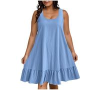 HAOLEI Vestito Donna Mare Taglie Forti Vestiti Estivi Vestito Spiaggia Comodi Cotone Senza Maniche Abiti Prendisole Curvy Eleganti Abito Casual Taglie Forti Copricostume Abiti Corto Spiaggia