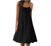 HAOLEI Vestito Estivo Donna Scollo a V Vestito Corto Donna Senza Maniche Cotton Comodo Abito Floreale Vuoto Jacquard Casual Abito Mare Spiaggia Vacanze Spiaggia Vestito Bohémien Casual Mini Abito