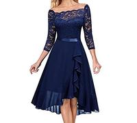 HAOLEI Vestito Matrimonio Donna Elegante in Pizzo Abito de Cerimonia Formale Lunghi Scollo a V Abiti Cerimonia Cocktail Mezze Maniche Abito da Sposa Taglie Forti Curvy Vestito Cerimonia con Corsetto