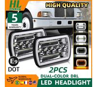 HAOLIDE 7x6 ''5X7 Pollici Quadrato Led Faro Hi-Lo Fascio Halo DRL Indicatori di direzione Per Moto Auto Fuoristrada Camion Van 12V 24V 2PC 7X6inch