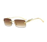 HAOMAO Occhiali da Sole rettangolari Senza Montatura con Decorazione retrò Ghepardo per Donna Uomo Occhiali con Lenti Trasparenti per Oceano Uv400 Shades Teagradient