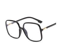 HAOMAO Occhiali da vista quadrati con montatura grande oversize anti luce blu per donna uomo C1Black