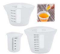 HAOMEEDUO 3 Misurini in Silicone 100ml/ 250ml/ 500ml Tazze in Silicone per Resina Bicchiere in Silicone per Resina Epossidica Bicchieri Dosatori in Silicone Misurini Graduati per Resina Cucina DIY