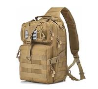 HAOMUK - Zaino tattico monospalla, borsa a tracolla militare tattica MOLLE compatta, per uso quotidiano o tiro sportivo, Cachi, pro