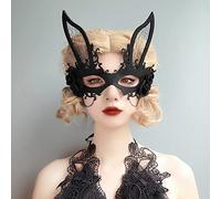 Haomye Maschera in maschera con orecchie da coniglio, maschere per martedì grasso, colore nero, maschera per gli occhi di Pasqua per costume cosplay carnevale