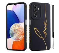 HAONANDE Cover Per Samsung Galaxy A15 4G/5G, Custodia Brillantini Carino Scintillante per Donne e Ragazze, Cute Motivo Cuore Gold Love, Sottile Antiurto Silicone TPU Morbida Case Nero