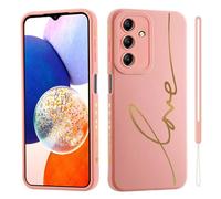 HAONANDE Cover Per Samsung Galaxy A15 4G/5G, Custodia Brillantini Carino Scintillante per Donne e Ragazze, Cute Motivo Cuore Gold Love, Sottile Antiurto Silicone TPU Morbida Case Rosa