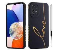 HAONANDE Cover Per Samsung Galaxy A53 5G, Custodia Brillantini Carino Scintillante per Donne e Ragazze, Cute Motivo Cuore Gold Love, Sottile Antiurto Silicone TPU Morbida Case Nero
